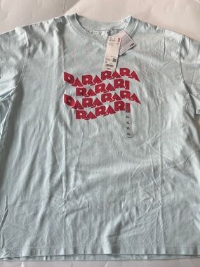 UniQlo Women's Baby Blue Short Sleeve Graphic Tee Size XL NWT 100% Cotton